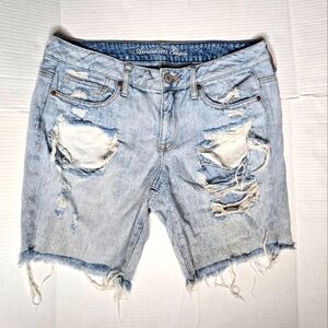 American Eagle Outfitters Women's Distressed Light Blue Shorts